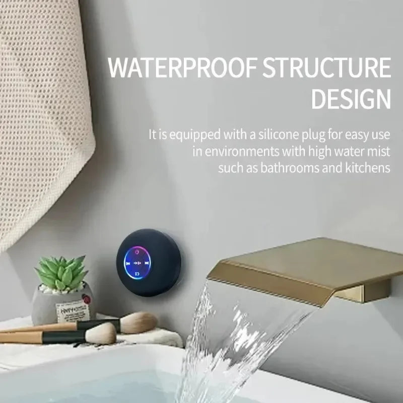 Mini Portable Bluetooth Audio IPX4 Waterproof Led Lights Bathroom