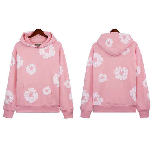 DENIM TEARSTHoodie Cross border European and American Hot selling Cotton Foam Printed Tears Hoodie Men's and Women's Hoodies