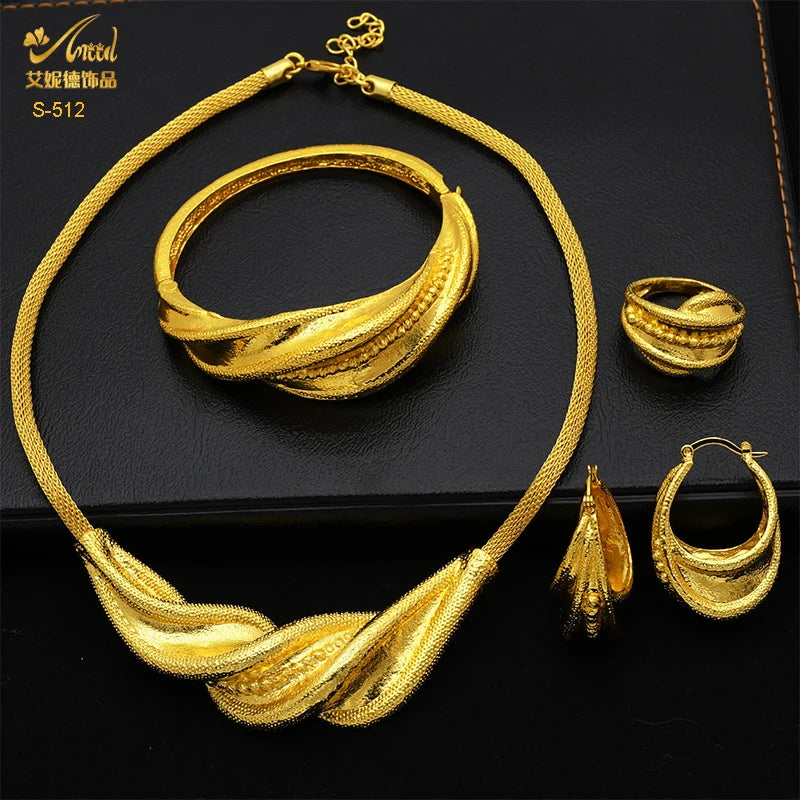 ANIID Dubai 24k Gold Plated Jewelry Set For Women Bridal Ethiopian
