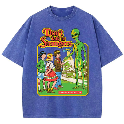Cartoon Alien Classic Communication Print Women T-shirt Breathable