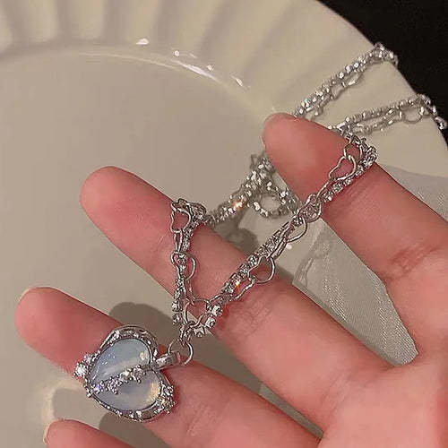 Punk Butterfly Pendant Necklace Women Y2K Crystal Light Luxury Egirl