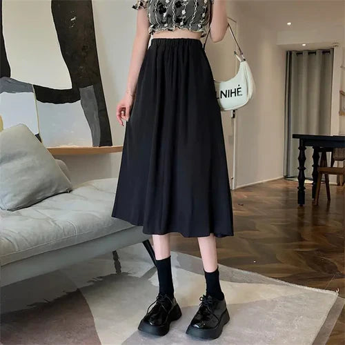 Vintage Floral Print A-line Pleated Long Skirts Summer Women 2023