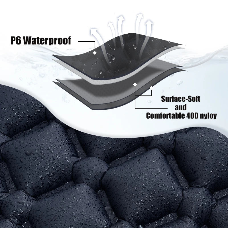 PACOONE Outdoor Camping Sleeping Pad Inflatable Mattress with Pillows