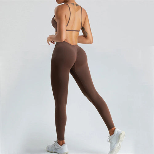 S-XL 1/2PCS Sport Bra Yoga Set Gym Suit V back Shorts Women Tracksuit