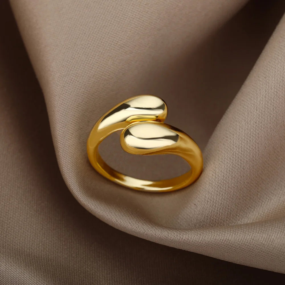 Stainless Steel Rings for Women 2024 Trend New in Gold Color Ring