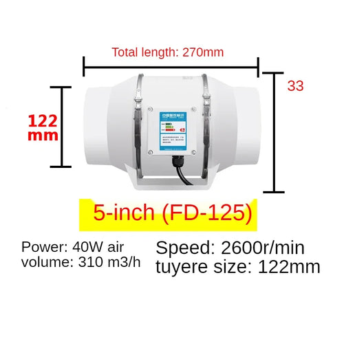Exhaust Fan Home Silent Inline Pipe Duct Fan Bathroom Extractor