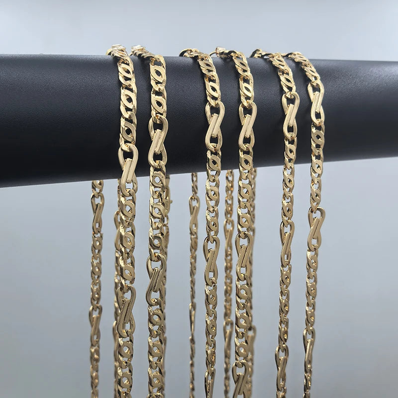 Italian Curb Link Chain Statement Necklace For Women Men 8-shaped