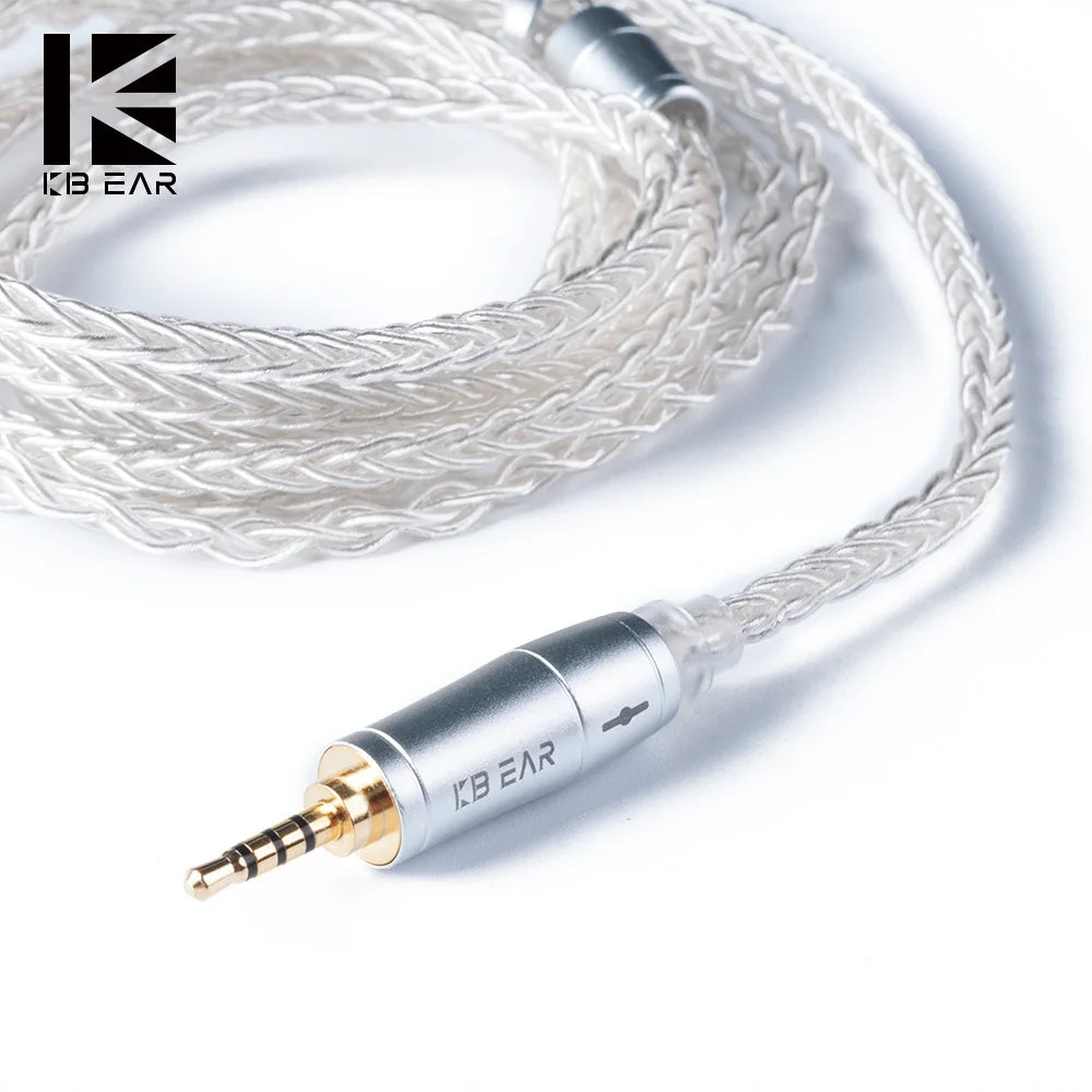 KBEAR 8 Core Upgraded Silver Wired Earphone Cable 2PIN/MMCX/QDC Gaming