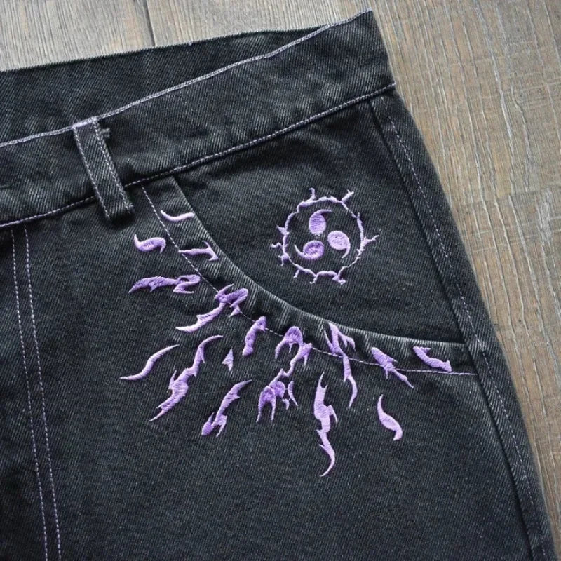 Y2K men jeans Harajuku Baggy vintage Anime patterns goth Hip Hop