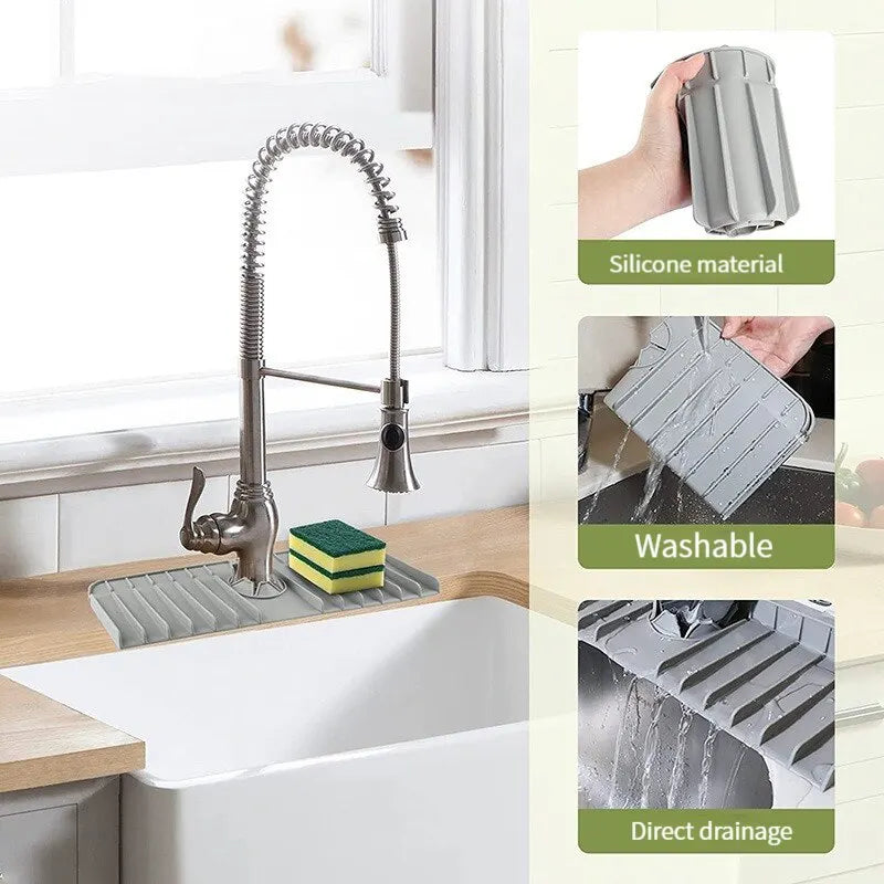 Silicone Faucet Mat Dish Soap Sponge Holder Kitchen Sink, Kitchen