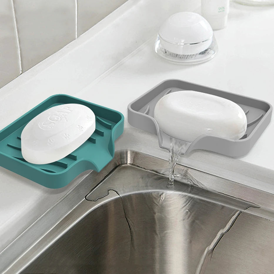 Kitchen Sink Sponge Holder Silicone Soap Dish Bar Soap Holder Self
