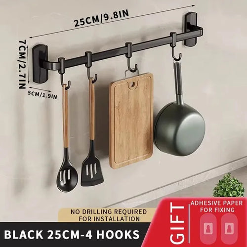 Wall Mounted Hooks Rack Kitchen Organizer Utensils Knife Holder