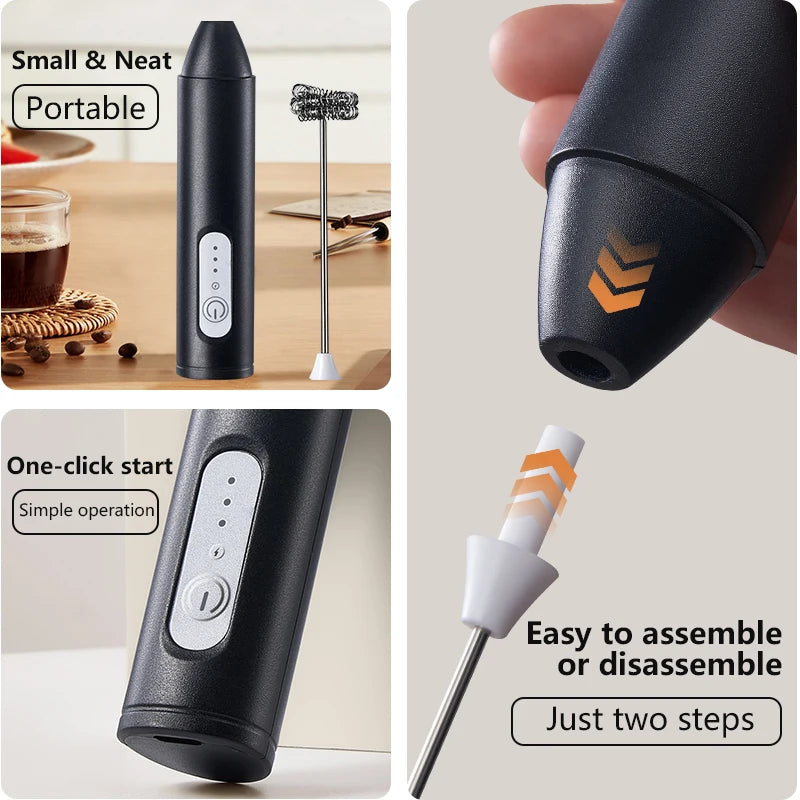 MINl Mik Frother USB Rechargeable 3 Speeds Foam Maker Coffee Whisk