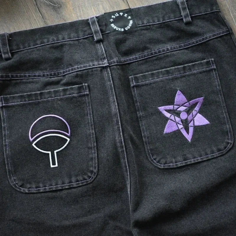 Y2K men jeans Harajuku Baggy vintage Anime patterns goth Hip Hop