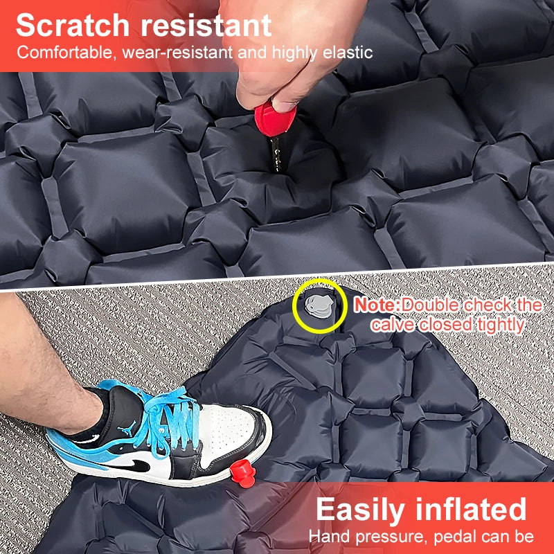 PACOONE Outdoor Camping Sleeping Pad Inflatable Mattress with Pillows