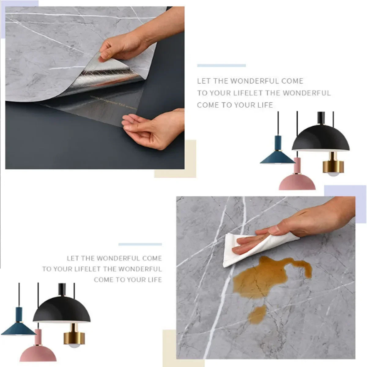 12pcs Imitation Marble Wall Stickers Self-adhesive Floor Stickers