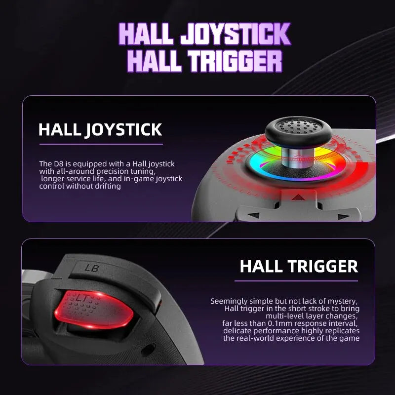 VILCORN D8 Gaming Dual Hall Flexible RGB Controller Streaming Gamepad