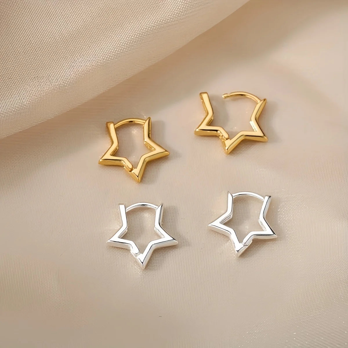 Geometric Star Earrings For Women Stainless Steel Star Hoop Earring