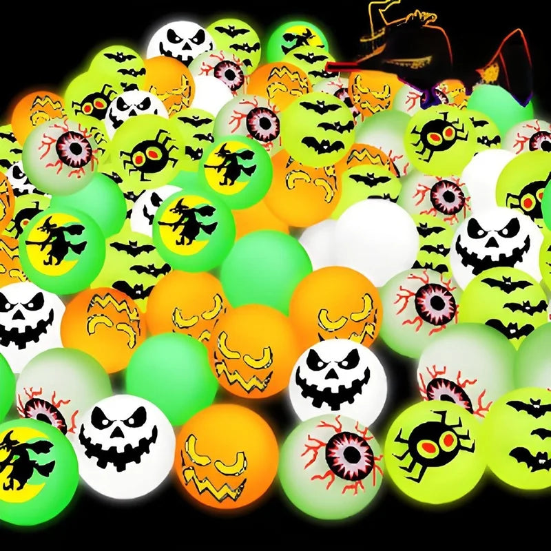 10/20/30Pcs Luminous Halloween Bouncing Balls Glow in The Dark Eyeball Scary Rubber Balls Toy for Halloween Party Favors Supply