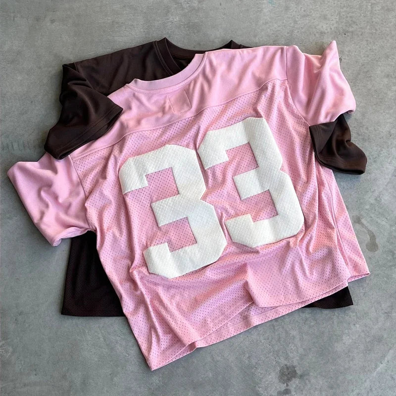 Y2K Retro Jersey Quick Dry Breathable Mesh T Shirt Men Women Street