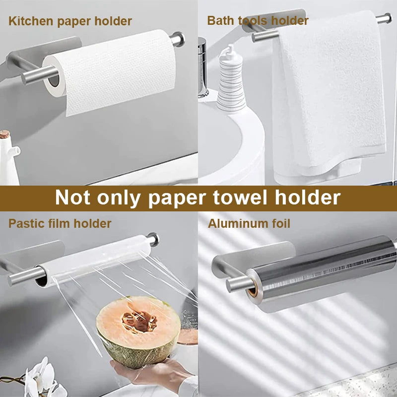 Stainless Steel Paper Towel Holder for Bathroom Kitchen No Punch Wall