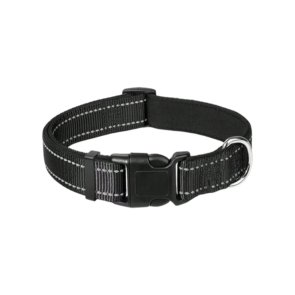 Reflective Dog Collar Soft Padded Breathable Safety Stripes Adjustable