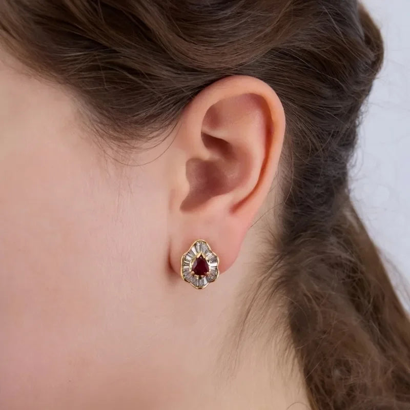 Luxury Super Shiny White Zirconia Vintage Synthetic Gemstone Earrings