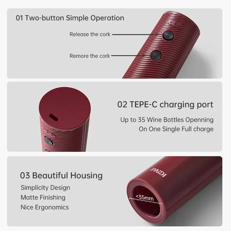 Electric Wine Bottle Opener Automatic Red Wine Corkscrew Rechargeable