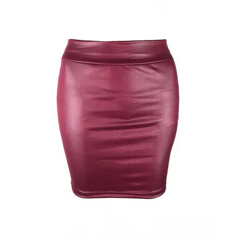 Black Slim Imitation Leather Pencil Mini Skirt High Waist Sexy Fashion