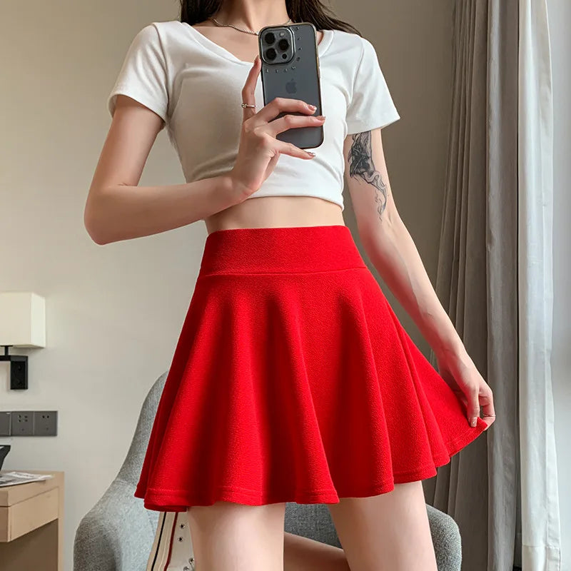 Summer Women's Skirts Fashion Sexy Mini Elastic Pleated Sun Skirts For