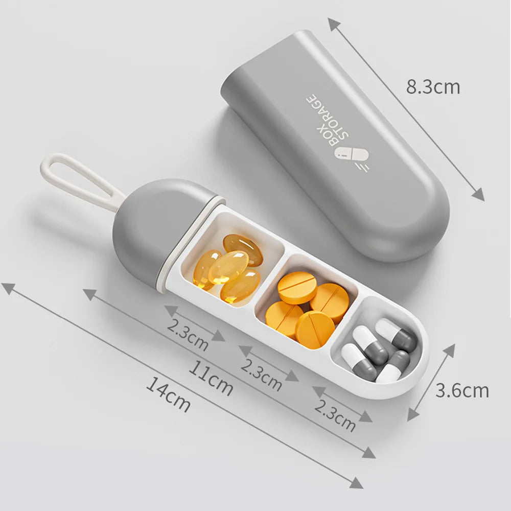 Portable Colorful 3 Spaces Medicine Case Health Care Container Case