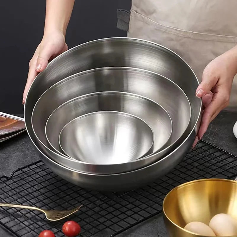 17-25cm Stainless Steel Gold And Silver Salad Bowl Rice Noodles Lamian
