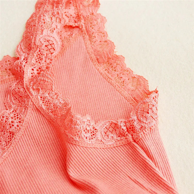Black Tops Summer Sleeveless Women Tank Top With Lace Top Red Inside