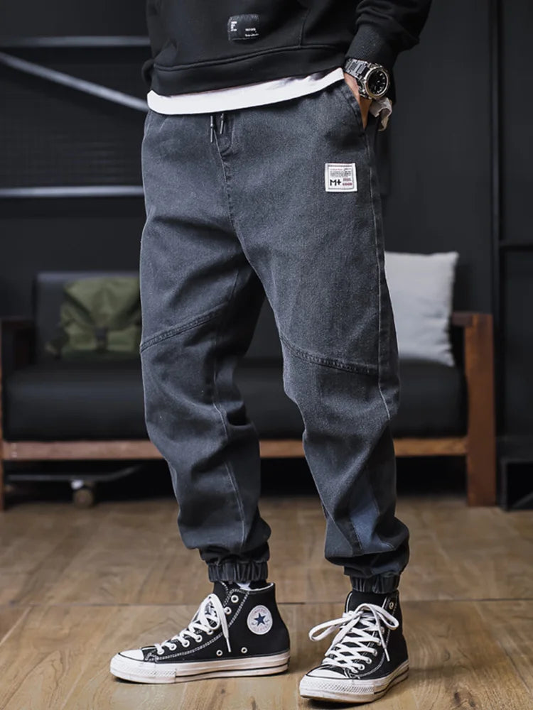 Plus Size Jeans Men Loose Joggers Streetwear Harem Jeans Cargo Pants