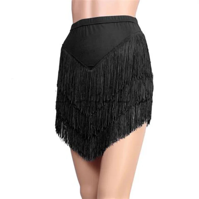 Irregular short fringe skirt black latin dress women latin dance
