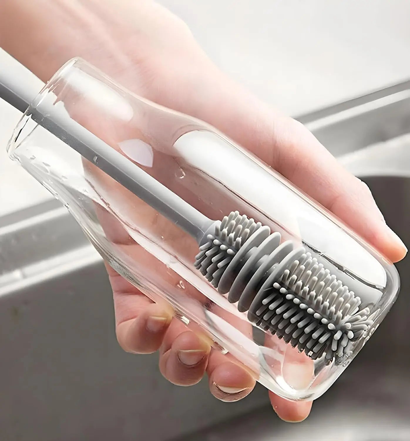 1/ 2PCS Silicone Cup Brush Glass Cleaner Kitchen Clean Tool Long