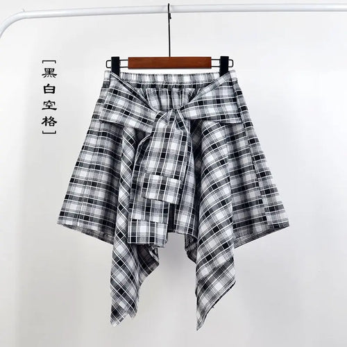 Summer Casual Retro Irregular Women Skirt Bow-knot Elastic Waist Shirt