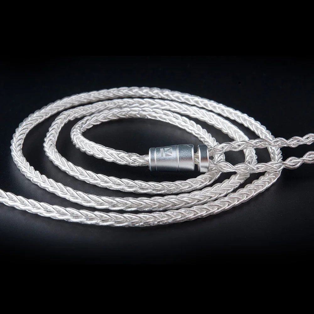 KBEAR 8 Core Upgraded Silver Wired Earphone Cable 2PIN/MMCX/QDC Gaming
