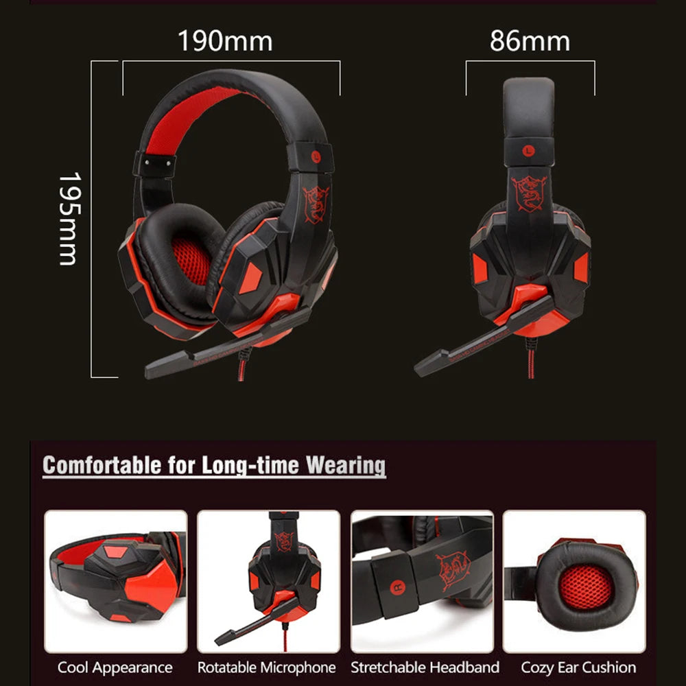 Subwoofer Gaming Headphone with Mic Over-Ear Headphones Bluetooth 5.3