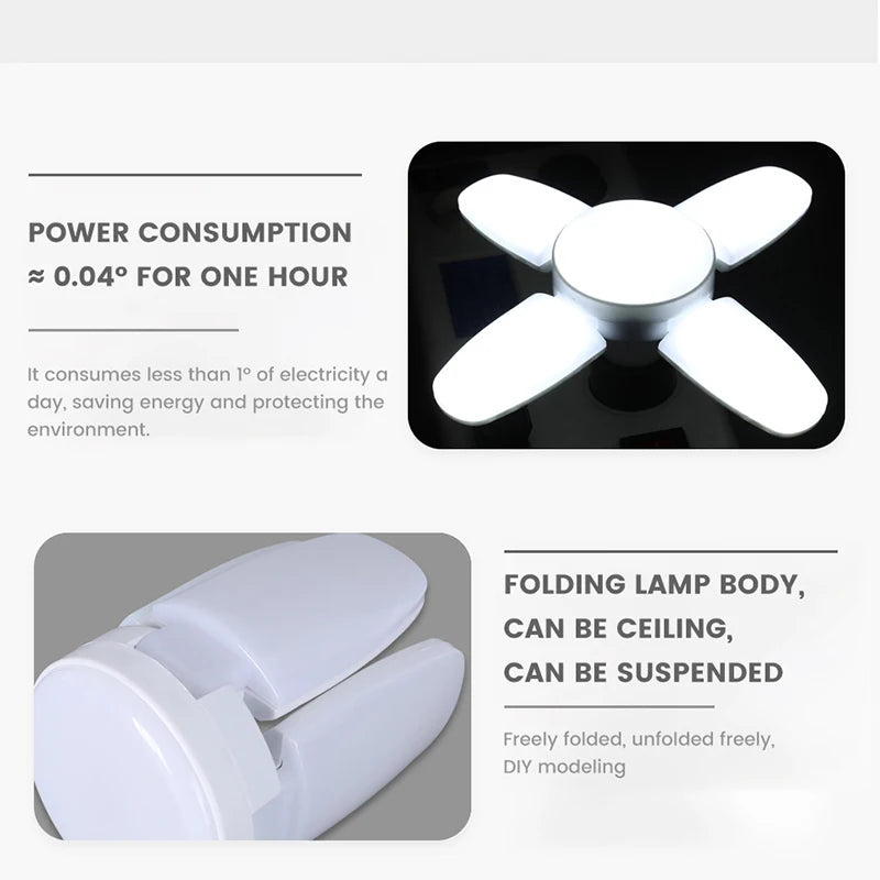 E27 Fan Foldable 28W LED Bulb AC220V/110V 40 Bulb Deformation for Home