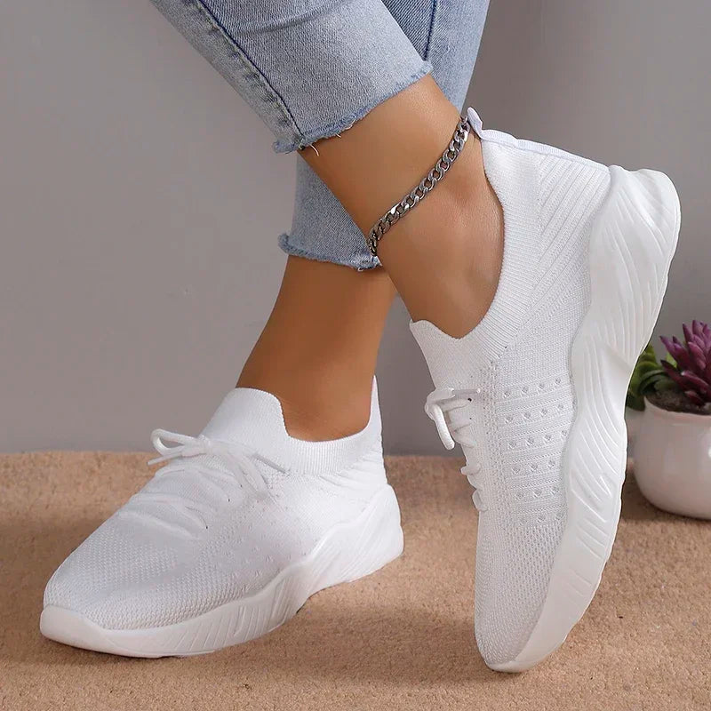 Women Mesh Breathable Casual Shoes Woman Lace-up Vulcanized Shoes