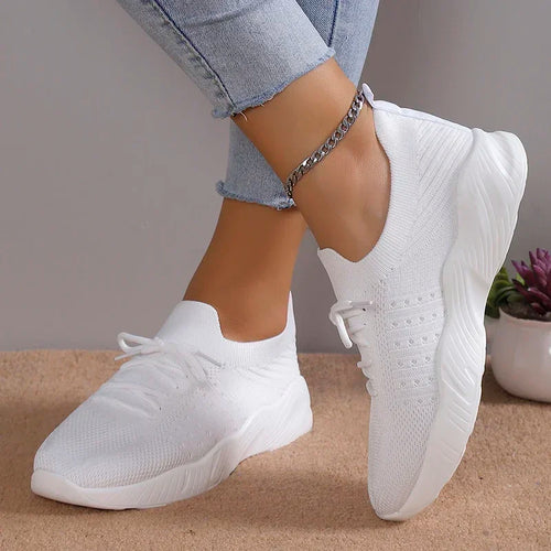 Women Mesh Breathable Casual Shoes Woman Lace-up Vulcanized Shoes