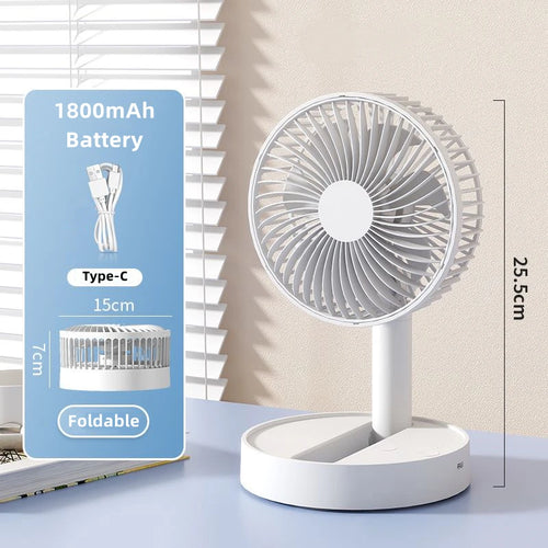 F28 Portable Mini Desktop USB Folding Fan with 4 Speed and Timing