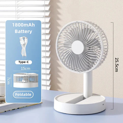 F28 Portable Mini Desktop USB Folding Fan with 4 Speed and Timing