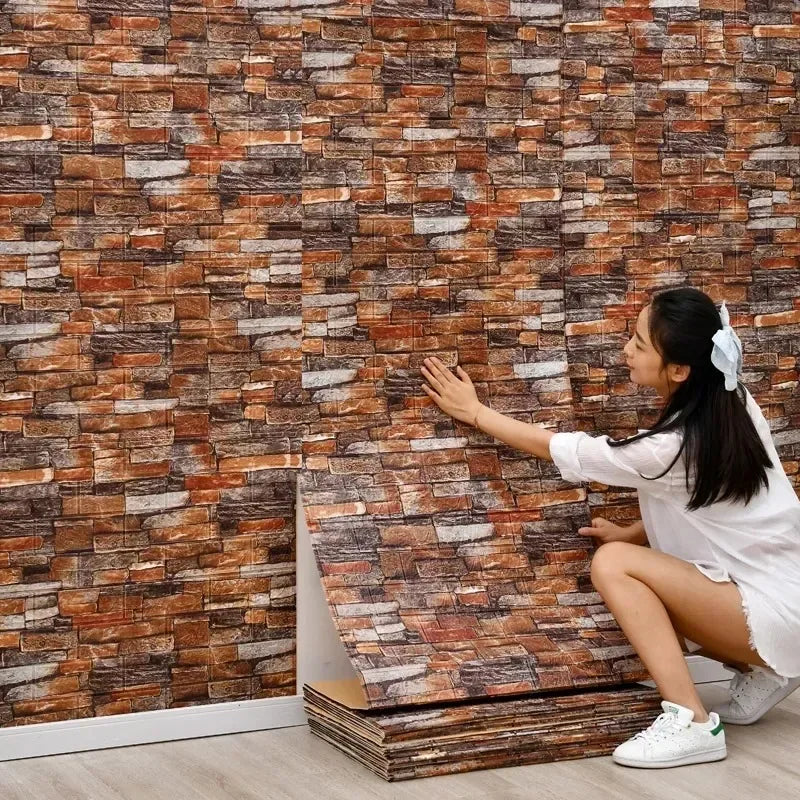 3D Self-Adhesive Wallpaper Continuous Waterproof Brick Wall Stickers