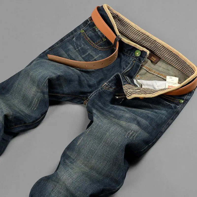 New Men's Spring Autumn Jeans Classic Male Skinny Straight Stretch