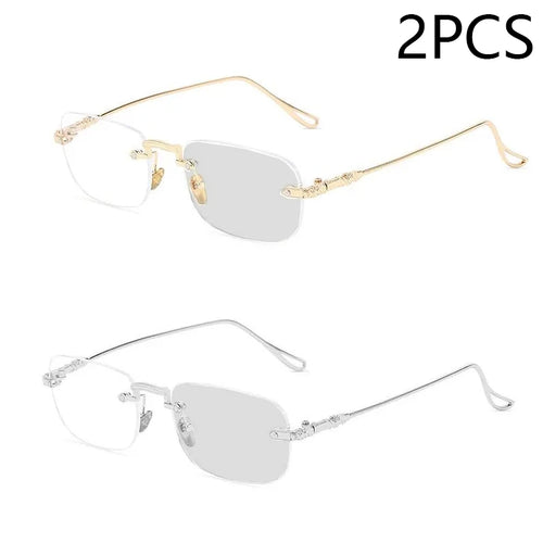 Photochromic Anti-blue Glasses Frameless Temperament Flat Lens Burst