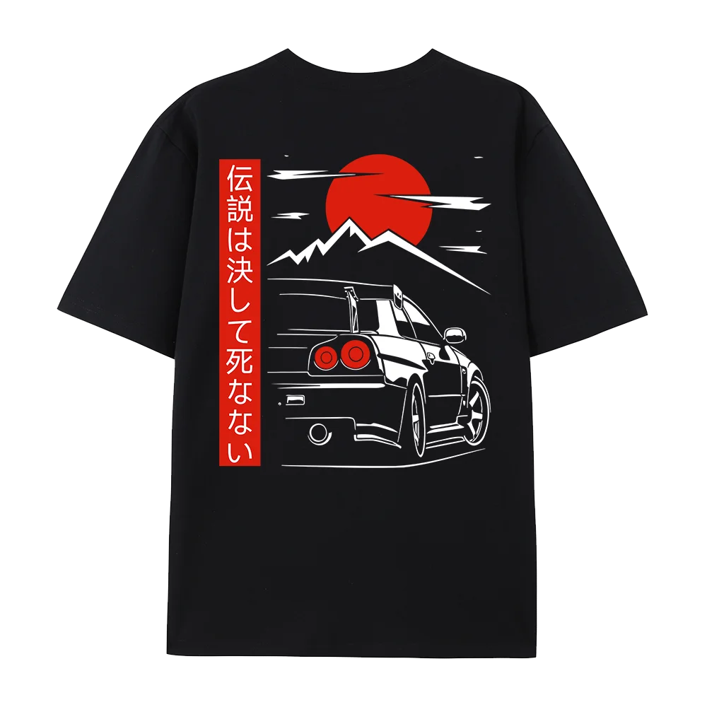 Japanese Style Car JDM Culture GTR Racing T Shirts Male Back Print