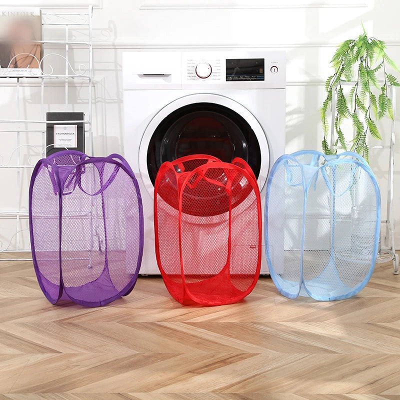 Mesh Foldable Dirty Clothes Basket, Monochrome Minimalist Dirty