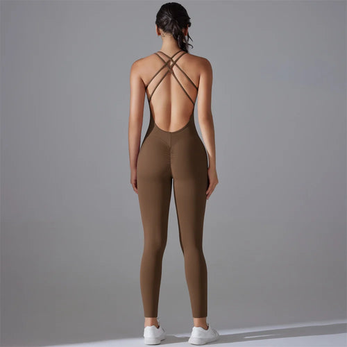 Plus Size S-XL Back V Bodysuits Sports Women Gym Rompers Yoga Set
